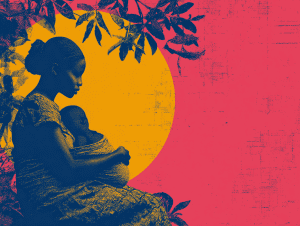 BeWelle colorful illustration of a woman holding her baby