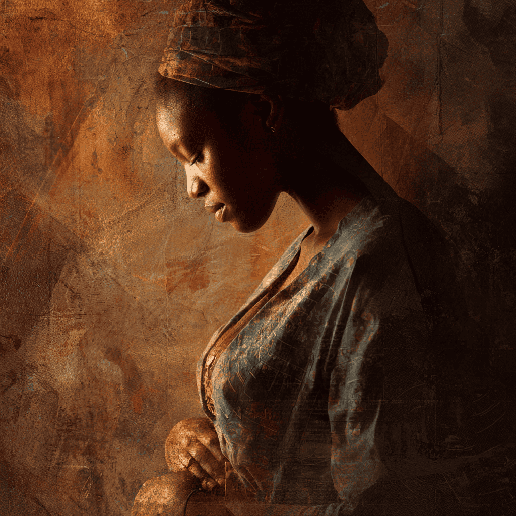 be well stylized image of a woman needing maternal care