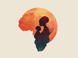 Illustration depicting maternal health in Africa with BeWelle, a nonprofit organization.